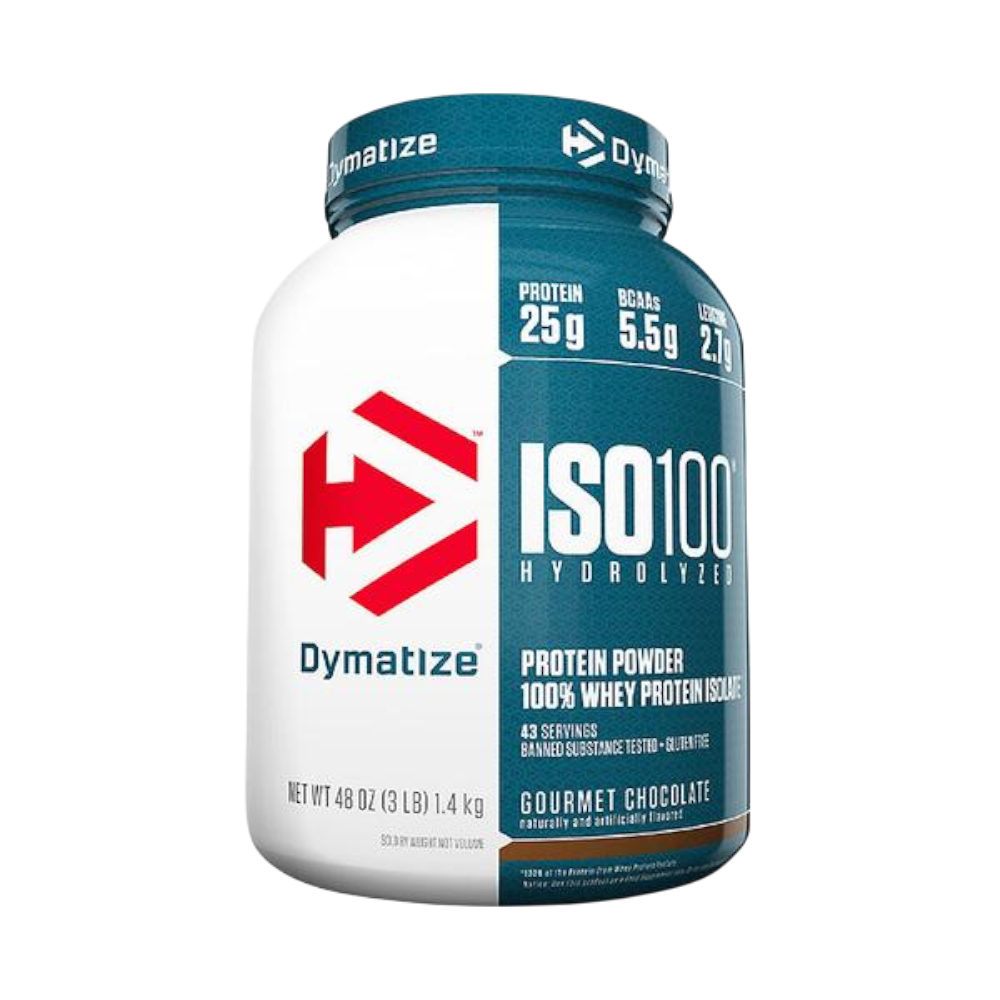 Proteína aislada e hidrolizada Dymatize ISO 100 de 3 libras para definición muscular limpia. Distribución para Santiago, San Carlos, Chillán y Concepción.