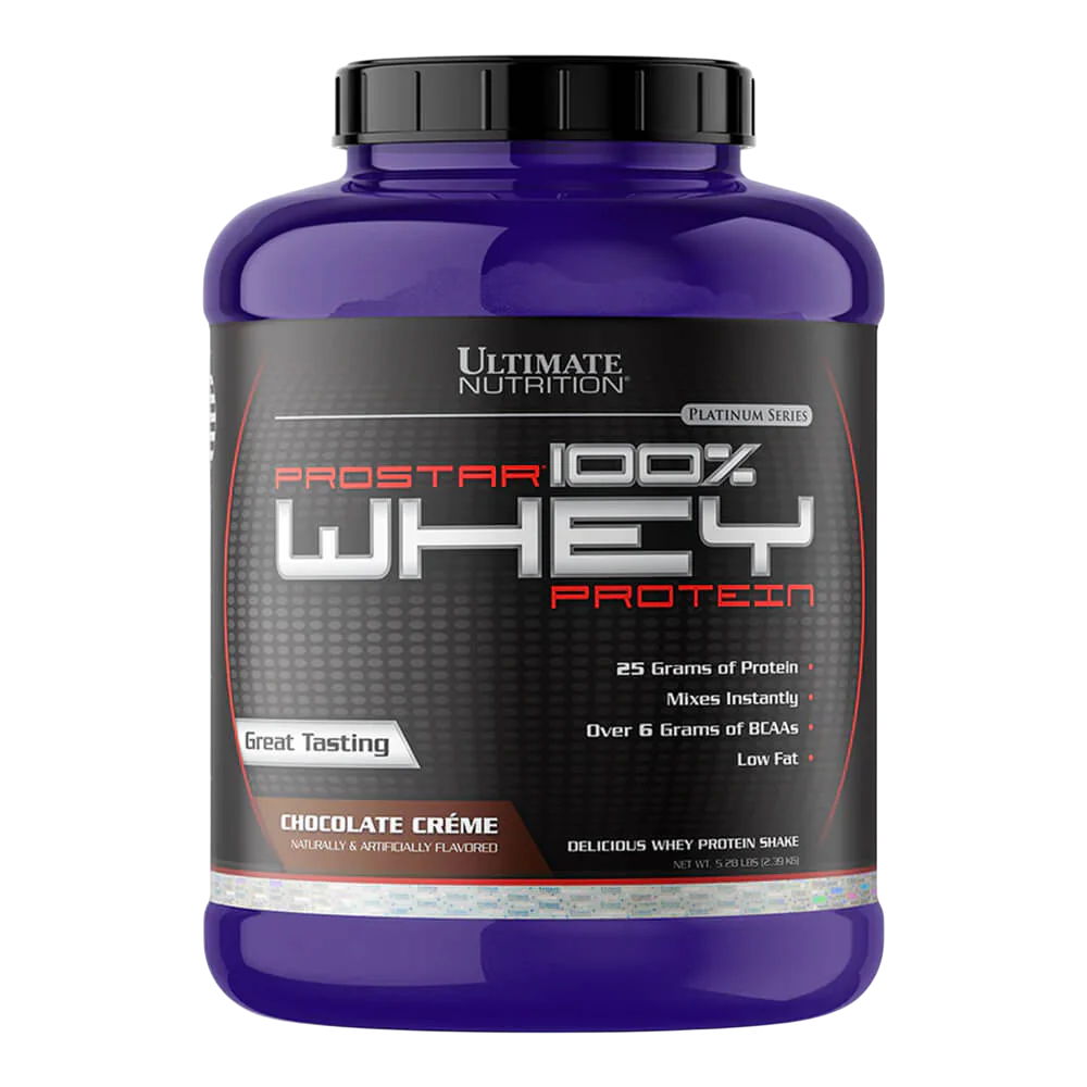 Proteína Ultimate Nutrition Prostar 100% Whey formato de 5 lbs y 80 porciones para recuperación muscular. Envíos garantizados a Santiago, Ñuble, Maule y Biobío.