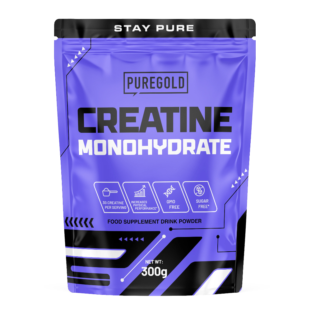 Suplemento Pure Gold Creatina Monohidratada de 300g para ganancia de resistencia y rendimiento atlético. Distribución para Concepción, Talca, Chillán y Santiago.