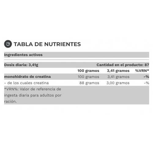 Detalle de pureza e ingredientes de la creatina micronizada Pure Gold libre de gluten. Certificación europea disponible para todo el mercado de Chile.